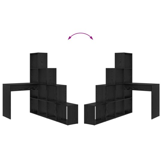 3337242 9 Birou de colț cu raft Stejar negru 101.5 x 149.5 x 149.5 cm 3337242 9