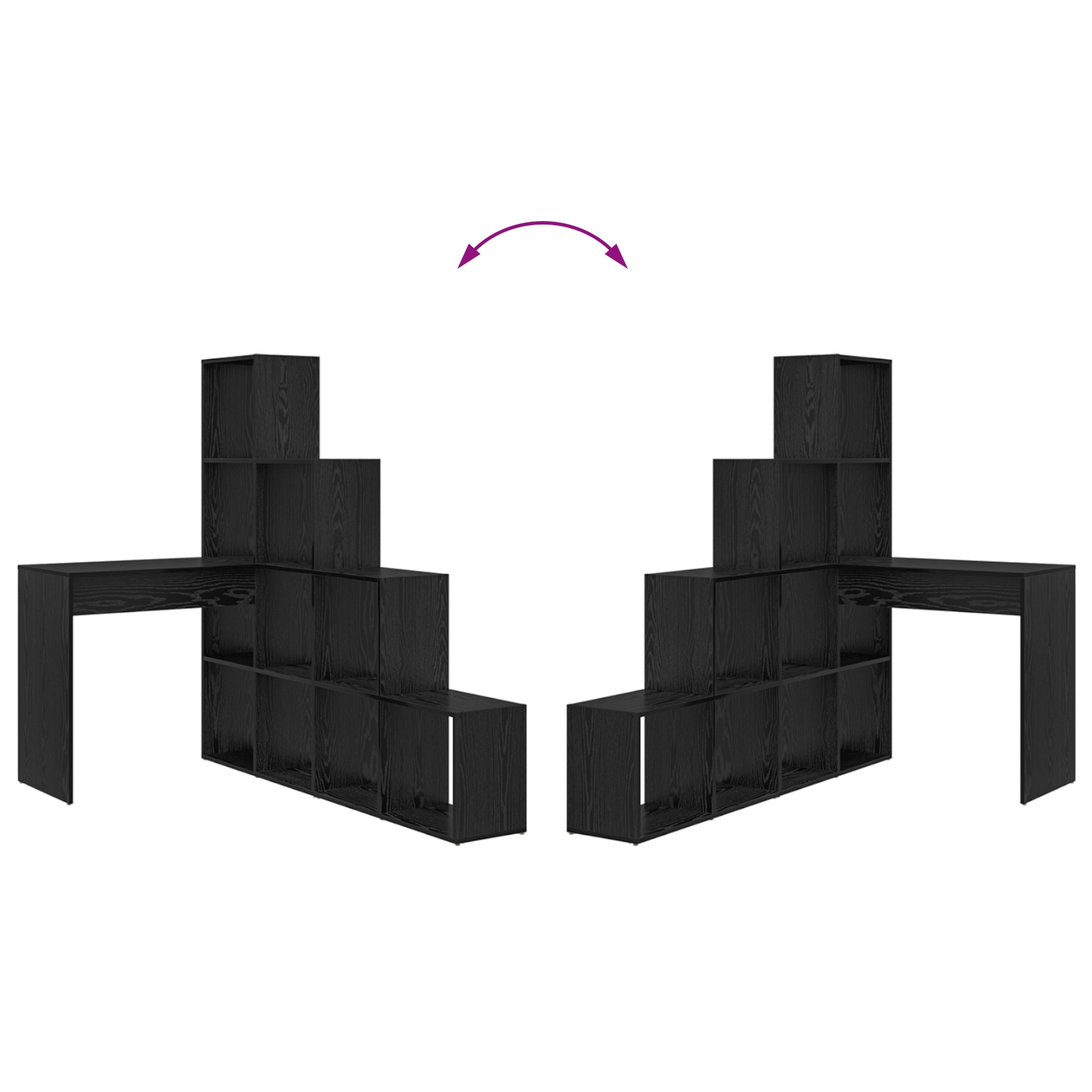 3337242 9 Birou de colț cu raft Stejar negru 101.5 x 149.5 x 149.5 cm Birou de colț cu raft Stejar negru 101.5 x 149.5 x 149.5 cm - imagine 9