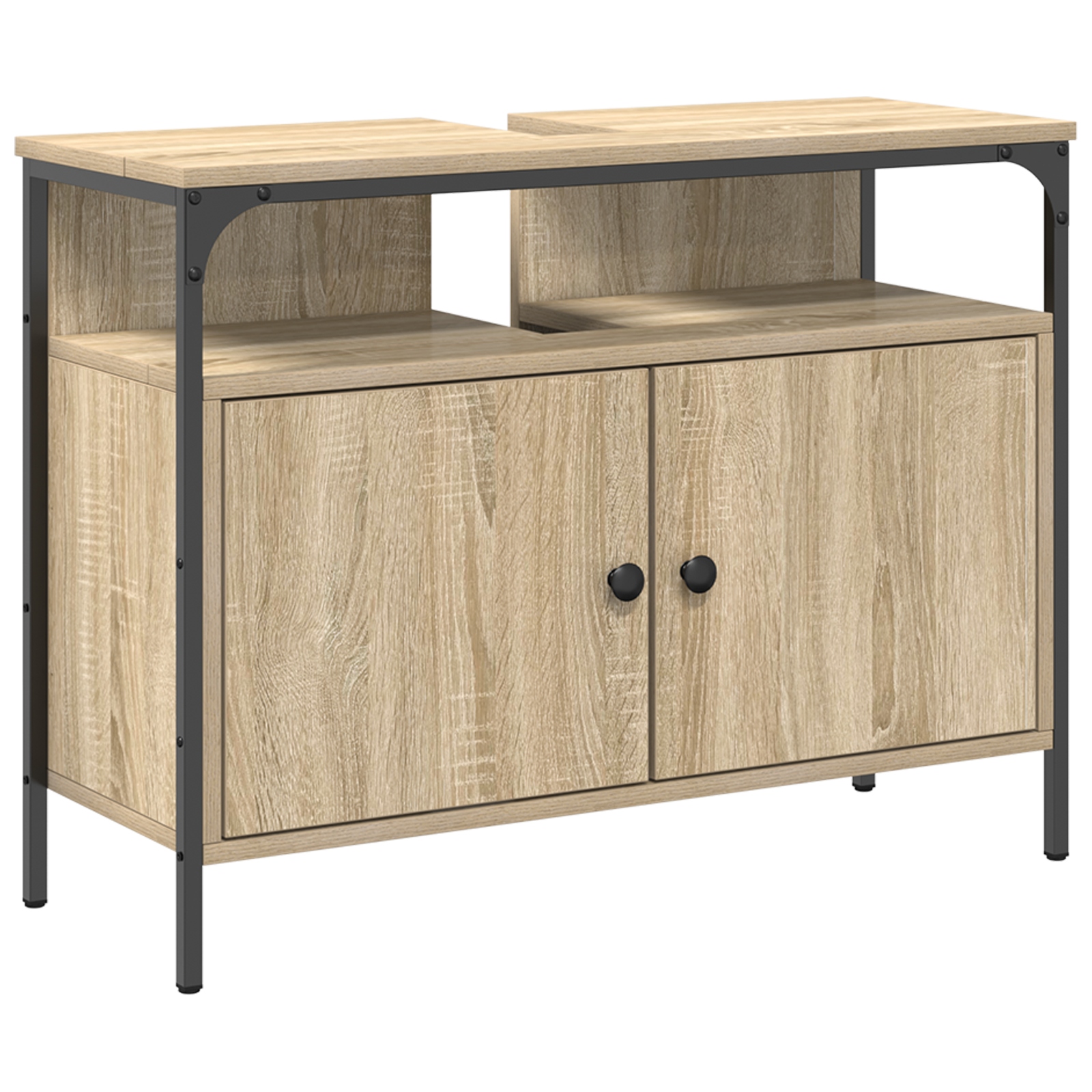 3345147 6 Set dulap baie cu raft 3 pcs Stejar sonoma 80 x 30 x 60 cm Set dulap baie cu raft 3 pcs Stejar sonoma 80 x 30 x 60 cm - imagine 6