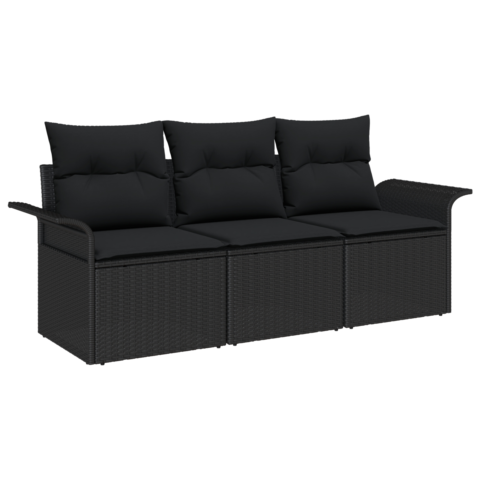 3345223 2 Set de canapele pentru grădină 3 pcs Negru 196 x 62 x 85cm Set de canapele pentru grădină 3 pcs Negru 196 x 62 x 85cm - imagine 2