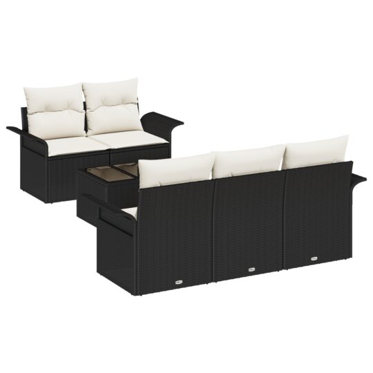 Alternative view of Set de canapele pentru grădină 6 pcs Negru Rattan poli