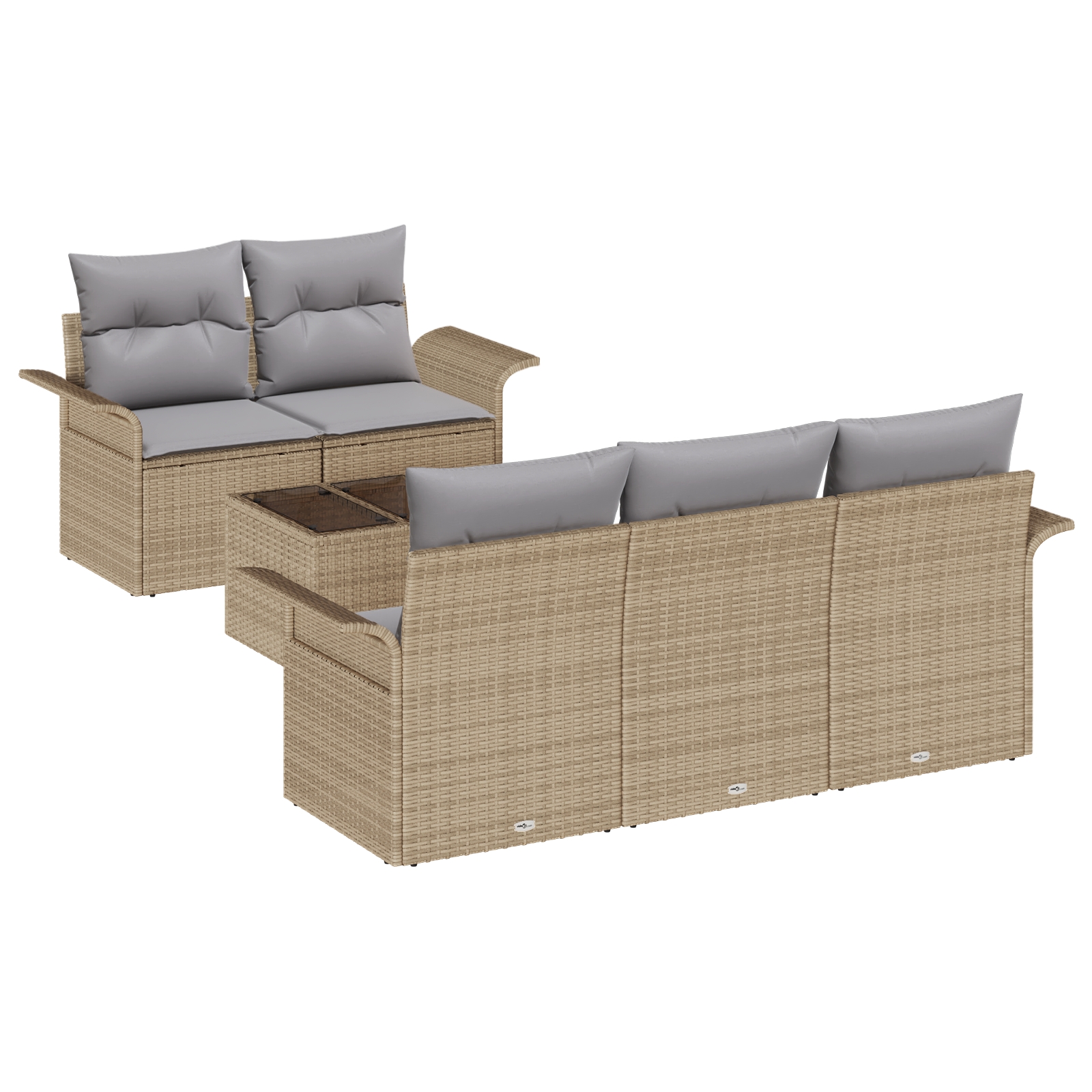 3345240 2 Set de canapele pentru grădină 6 pcs Bej Rattan poli Set de canapele pentru grădină 6 pcs Bej Rattan poli - imagine 2