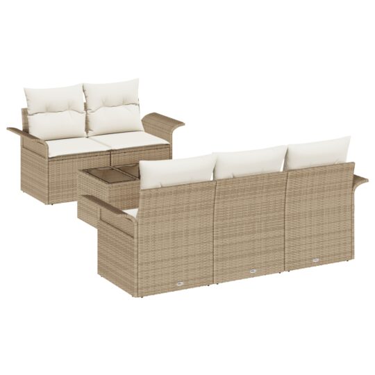 Alternative view of Set de canapele pentru grădină 6 pcs Bej Rattan poli