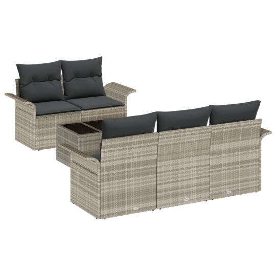 Alternative view of Set de canapele pentru grădină 6 pcs Gri deschis Rattan poli