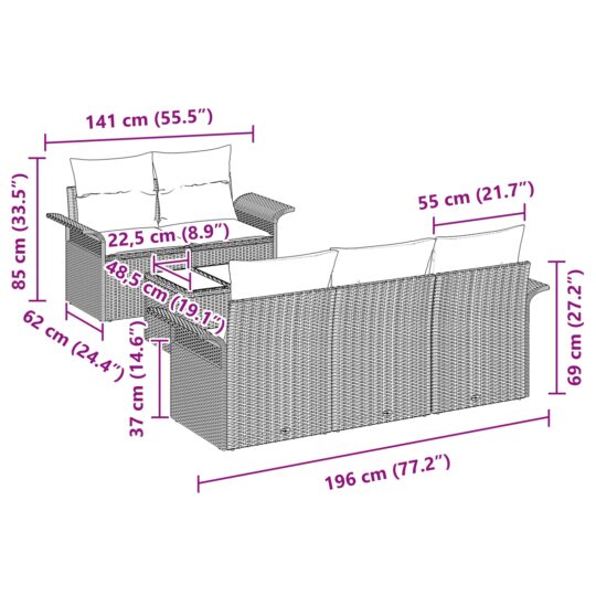 3345243 11 Set de canapele pentru grădină 6 pcs Negru Rattan poli 3345243 11