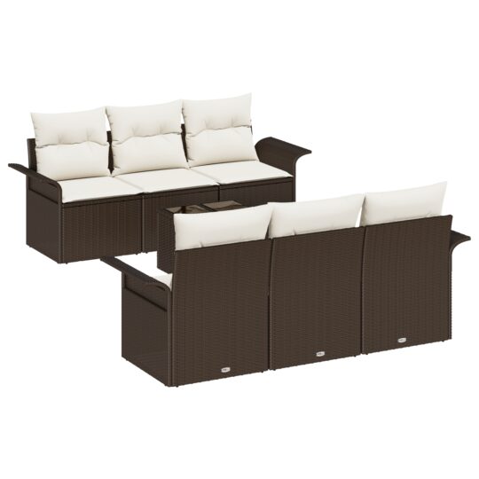 Alternative view of Set de canapele pentru grădină 7 pcs Maro Rattan poli