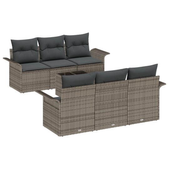 Alternative view of Set de canapele pentru grădină 7 pcs Gri Rattan poli