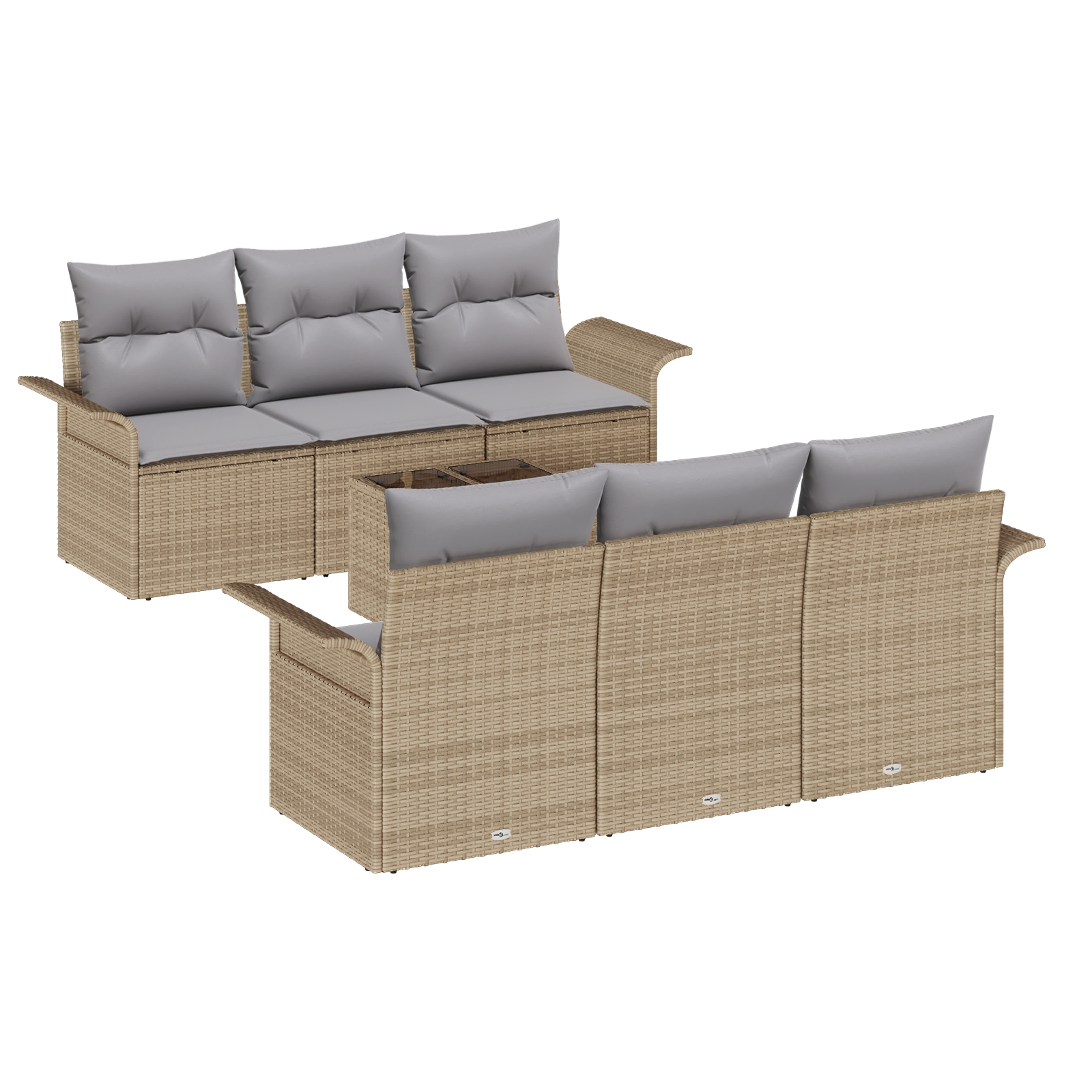 3345250 2 Set de canapele pentru grădină 7 pcs Bej Rattan poli Set de canapele pentru grădină 7 pcs Bej Rattan poli - imagine 2