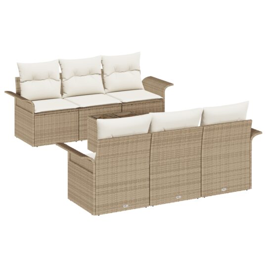 Alternative view of Set de canapele pentru grădină 7 pcs Bej Rattan poli
