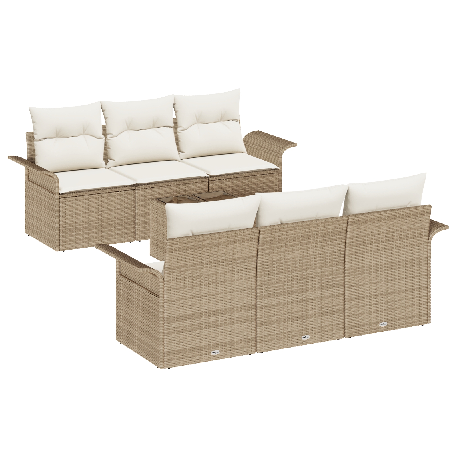 3345251 2 Set de canapele pentru grădină 7 pcs Bej Rattan poli Set de canapele pentru grădină 7 pcs Bej Rattan poli - imagine 2