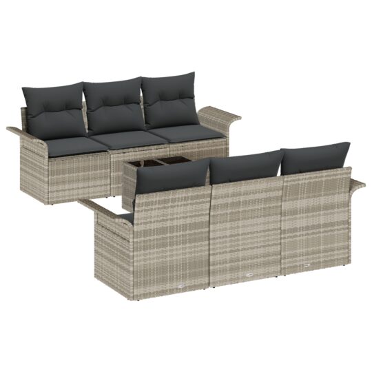 Alternative view of Set de canapele pentru grădină 7 pcs Gri deschis Rattan poli