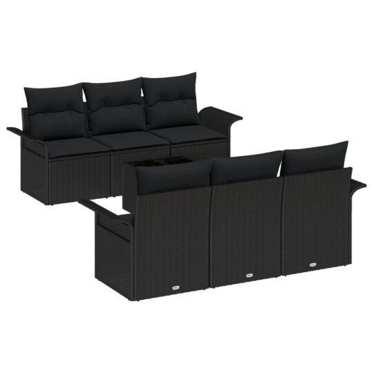 Alternative view of Set de canapele pentru grădină 7 pcs Negru Rattan poli