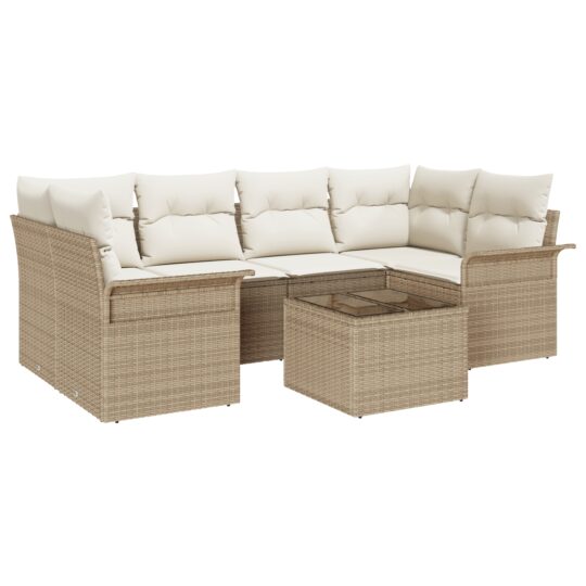 Alternative view of Set de canapele pentru grădină 7 pcs Bej Rattan poli