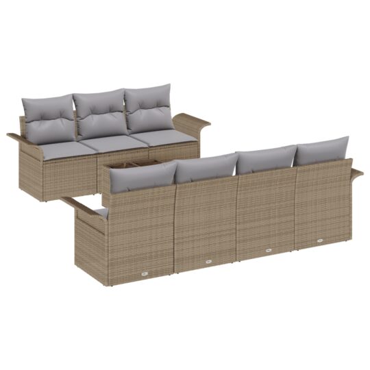 Alternative view of Set de canapele pentru grădină 8 pcs Bej Rattan poli
