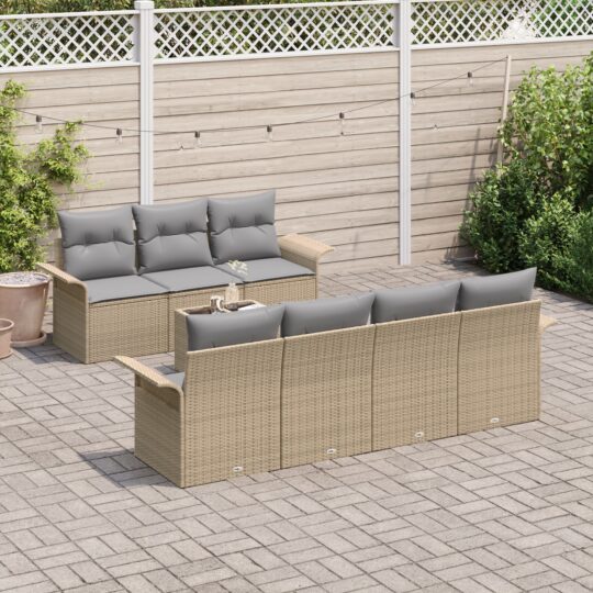 3345270 3 Set de canapele pentru grădină 8 pcs Bej Rattan poli 3345270 3