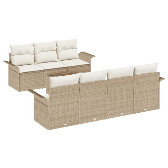 Alternative view of Set de canapele pentru grădină 8 pcs Bej Rattan poli