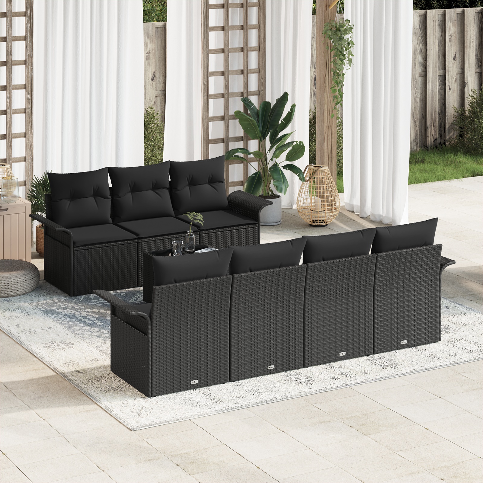 3345273 1 Set de canapele pentru grădină 8 pcs Negru Rattan poli Set de canapele pentru grădină 8 pcs Negru Rattan poli