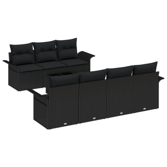 3345273 2 Set de canapele pentru grădină 8 pcs Negru Rattan poli 3345273 2