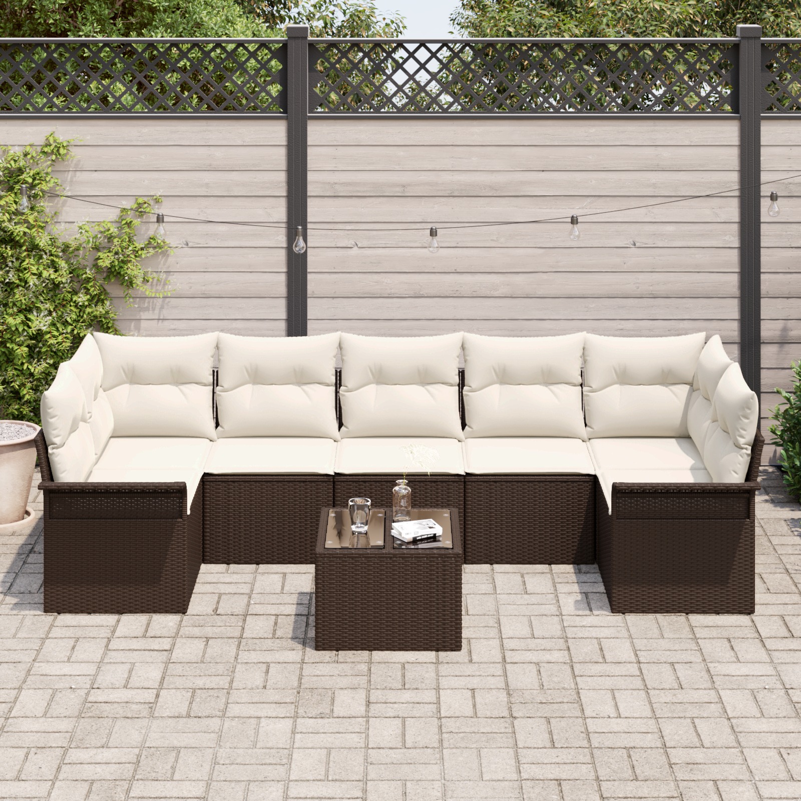 3345278 3 Set de canapele pentru grădină 8 pcs Maro Rattan poli Set de canapele pentru grădină 8 pcs Maro Rattan poli - imagine 3