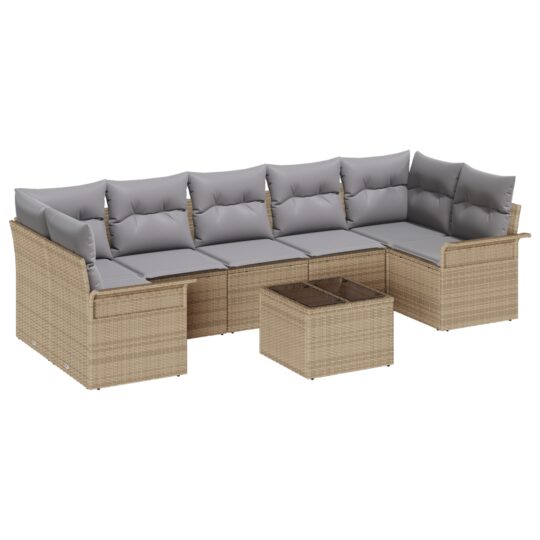 Alternative view of Set de canapele pentru grădină 8 pcs Bej Rattan poli