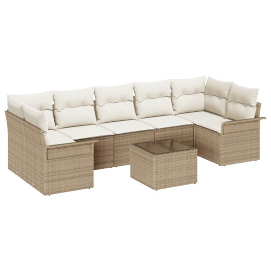 Alternative view of Set de canapele pentru grădină 8 pcs Bej Rattan poli