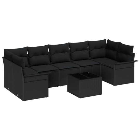 Alternative view of Set de canapele pentru grădină 8 pcs Negru Rattan poli