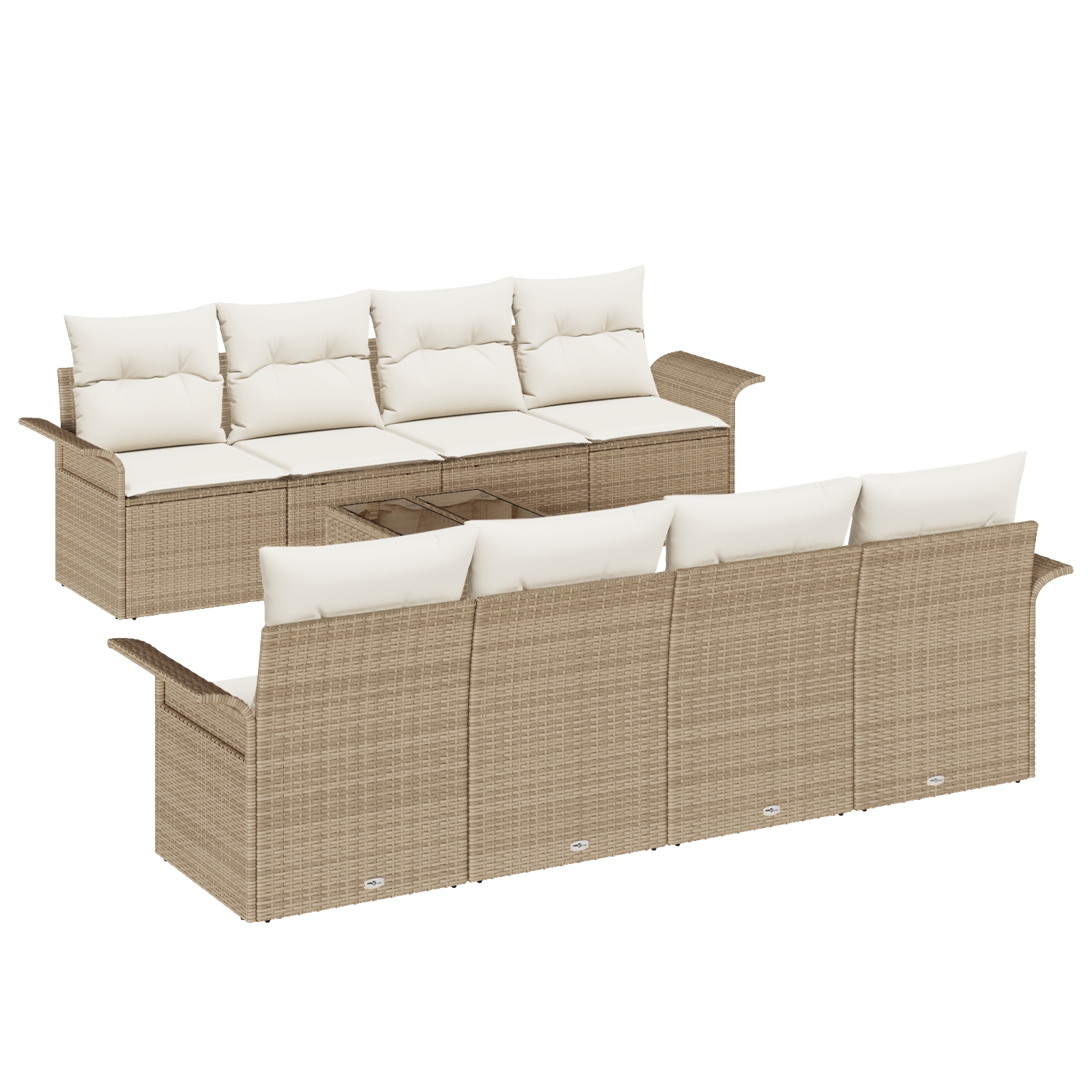3345291 2 Set de canapele pentru grădină 9 pcs Bej Rattan poli Set de canapele pentru grădină 9 pcs Bej Rattan poli - imagine 2