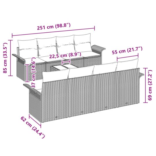 3345292 11 Set de canapele pentru grădină 9 pcs Gri deschis Rattan poli 3345292 11