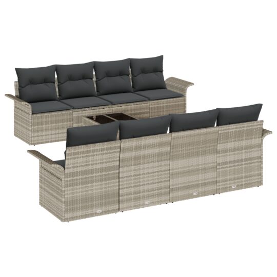 3345292 2 Set de canapele pentru grădină 9 pcs Gri deschis Rattan poli 3345292 2