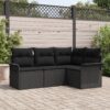 3345343 1 Set de canapele pentru grădină cu pernă 4 pcs Negru Rattan poli 3345343 1
