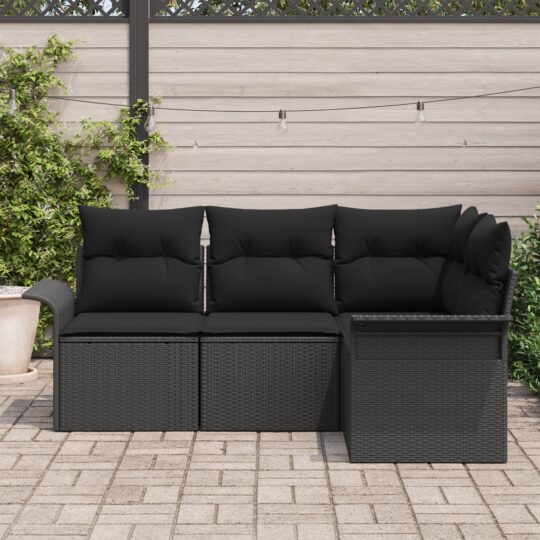 3345343 3 Set de canapele pentru grădină cu pernă 4 pcs Negru Rattan poli 3345343 3