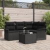 3345353 1 Set de canapele pentru grădină cu pernă 5 pcs Negru Rattan poli 3345353 1