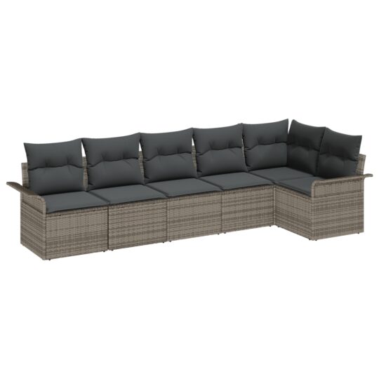 Alternative view of Set de canapele pentru grădină cu pernă 6 pcs Gri Rattan poli