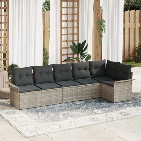 Set de canapele pentru grădină 6 pcs Gri deschis Rattan poli