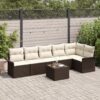 3345388 1 Set de canapele pentru grădină cu pernă 7 pcs Maro Rattan poli 3345388 1