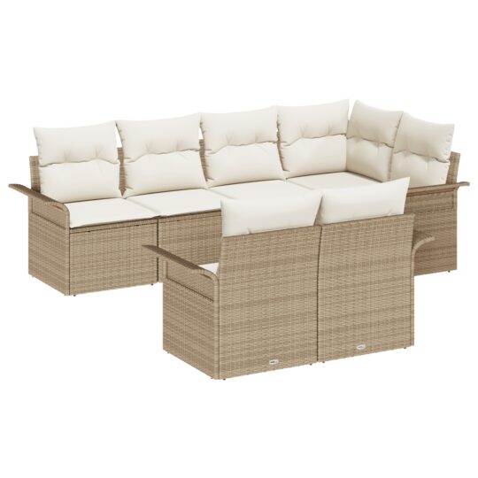 Alternative view of Set de canapele pentru grădină cu pernă 7 pcs Bej Rattan poli