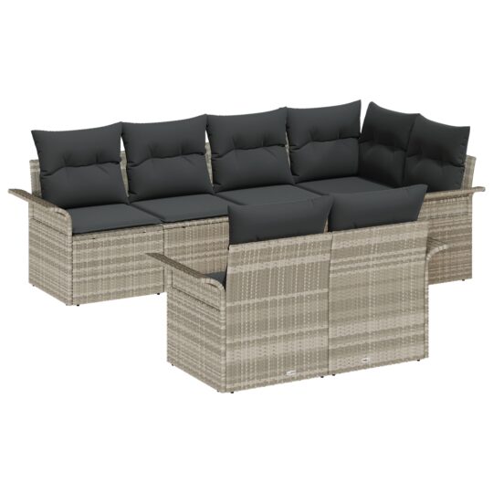 3345402 2 Set de canapele pentru grădină 7 pcs Gri deschis Rattan poli 3345402 2