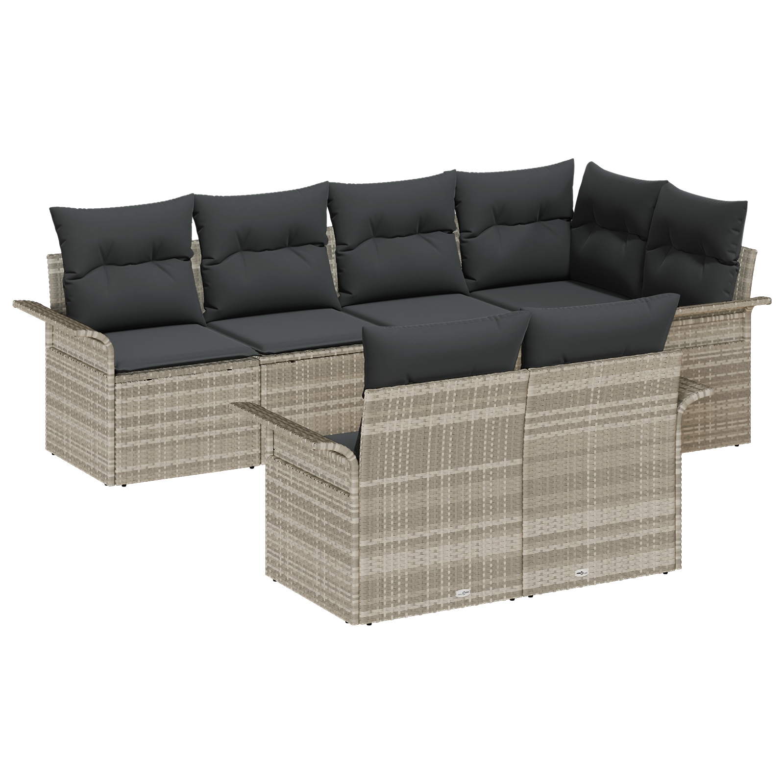 3345402 2 Set de canapele pentru grădină 7 pcs Gri deschis Rattan poli Set de canapele pentru grădină 7 pcs Gri deschis Rattan poli - imagine 2