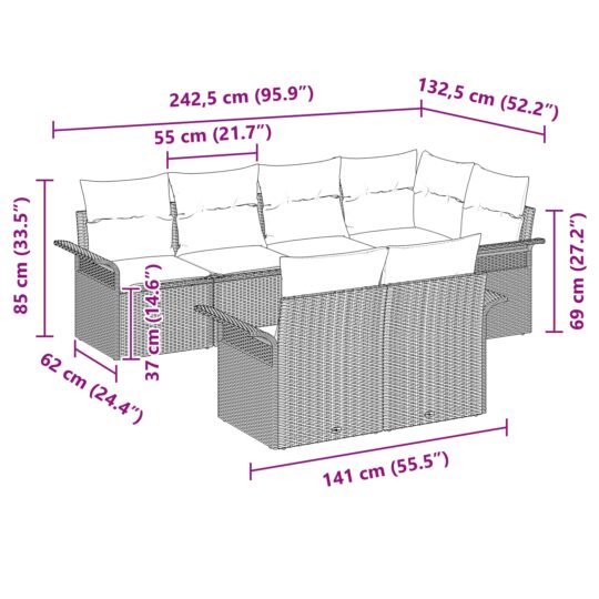 3345403 11 Set de canapele pentru grădină cu pernă 7 pcs Negru Rattan poli 3345403 11
