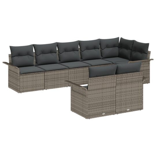 Alternative view of Set de canapele pentru grădină cu pernă 8 pcs Gri Rattan poli