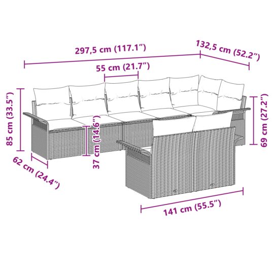 3345410 11 Set de canapele pentru grădină cu pernă 8 pcs Bej Rattan poli 3345410 11