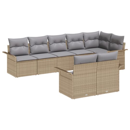 Alternative view of Set de canapele pentru grădină cu pernă 8 pcs Bej Rattan poli