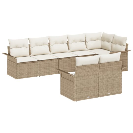 Alternative view of Set de canapele pentru grădină cu pernă 8 pcs Bej Rattan poli