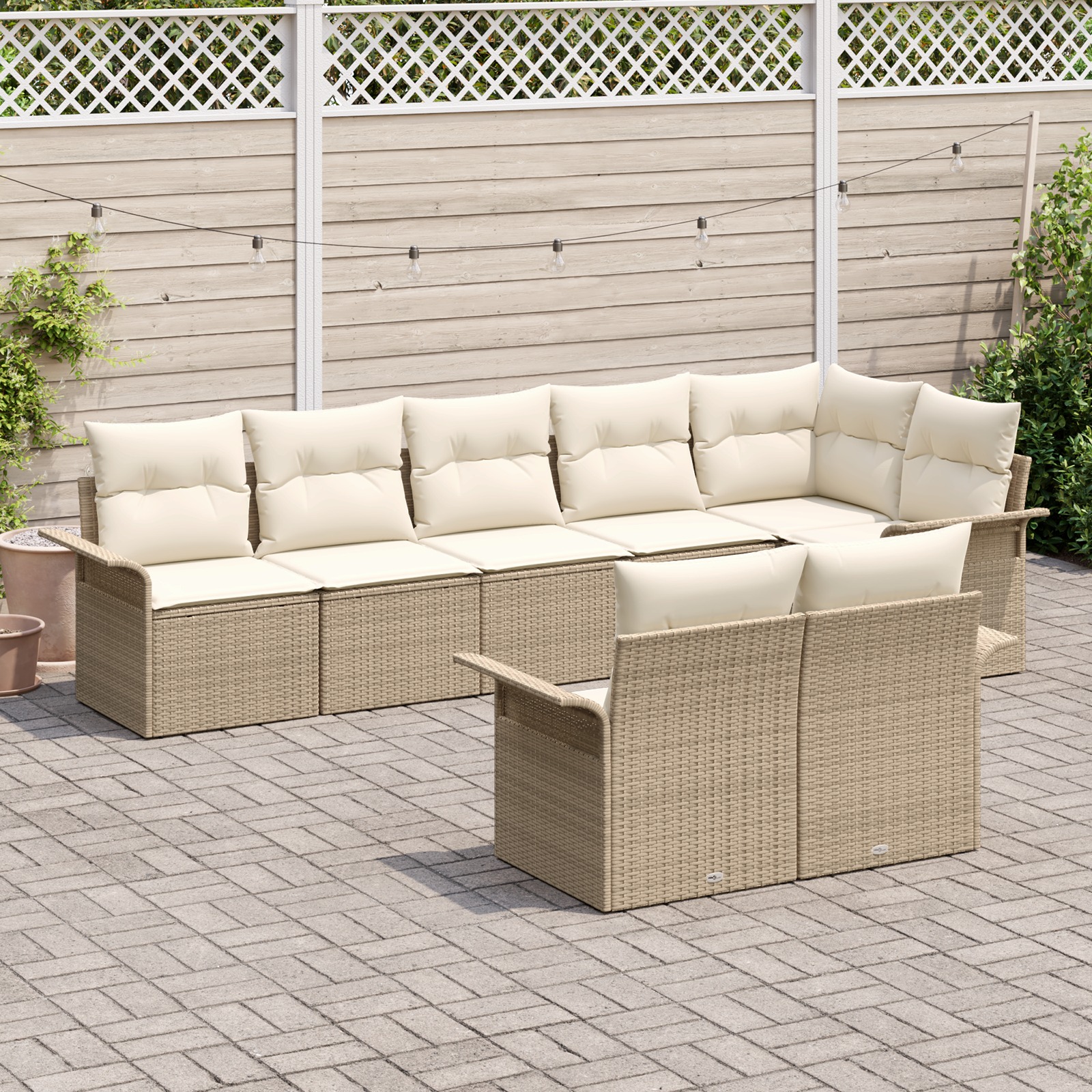 3345411 3 Set de canapele pentru grădină cu pernă 8 pcs Bej Rattan poli Set de canapele pentru grădină cu pernă 8 pcs Bej Rattan poli - imagine 3