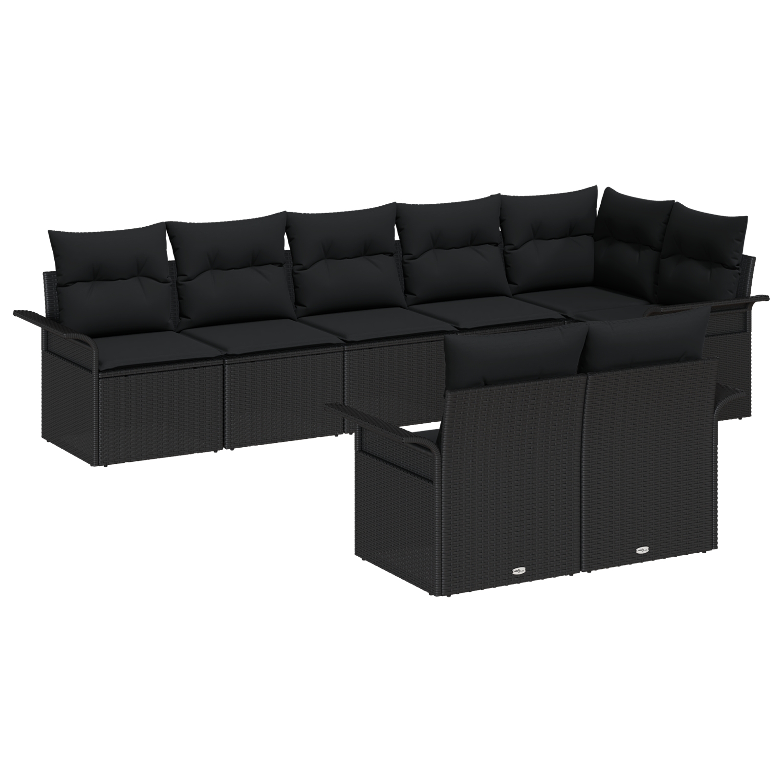 3345413 2 Set de canapele pentru grădină cu pernă 8 pcs Negru Rattan poli Set de canapele pentru grădină cu pernă 8 pcs Negru Rattan poli - imagine 2
