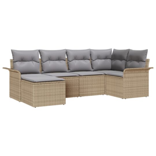 3345430 2 Set de canapele pentru grădină cu pernă 6 pcs Bej Rattan poli 3345430 2