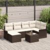 3345438 1 Set de canapele pentru grădină cu pernă 7 pcs Maro Rattan poli 3345438 1