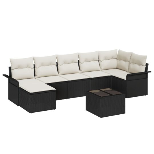 Alternative view of Set de canapele pentru grădină cu pernă 8 pcs Negru Rattan poli