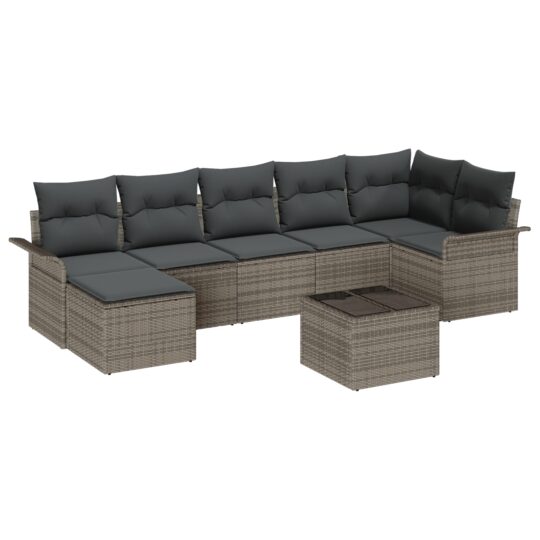 Alternative view of Set de canapele pentru grădină cu pernă 8 pcs Gri Rattan poli