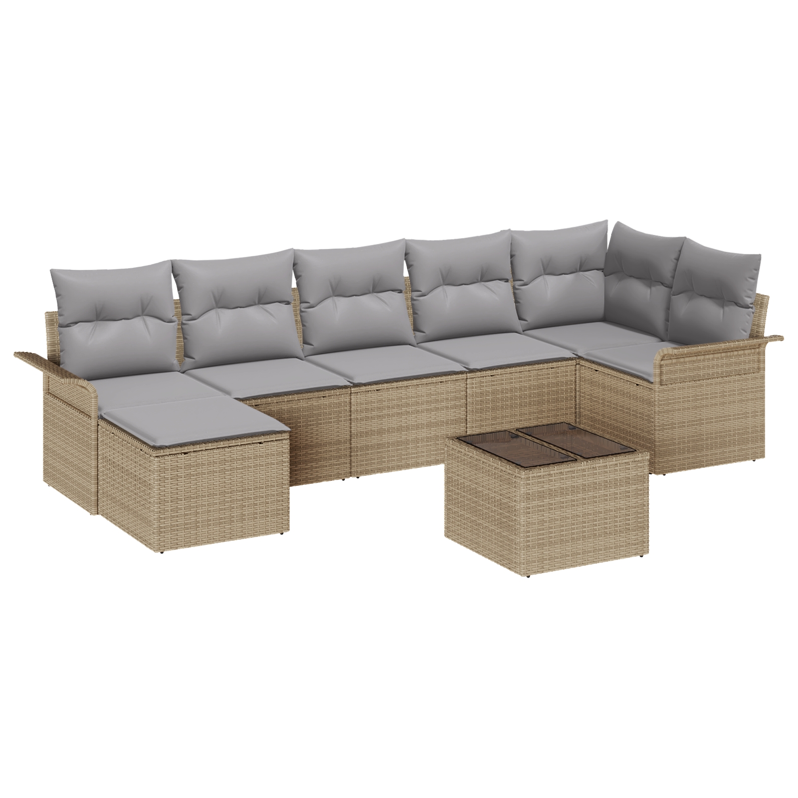 3345460 2 Set de canapele pentru grădină cu pernă 8 pcs Bej Rattan poli Set de canapele pentru grădină cu pernă 8 pcs Bej Rattan poli - imagine 2
